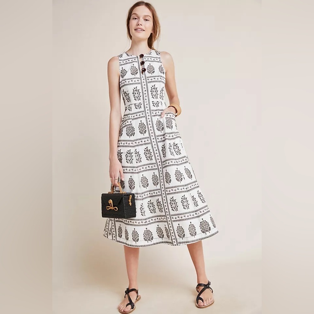ANTHROPOLGIE Woodblock MIDI Sleeveless Dress